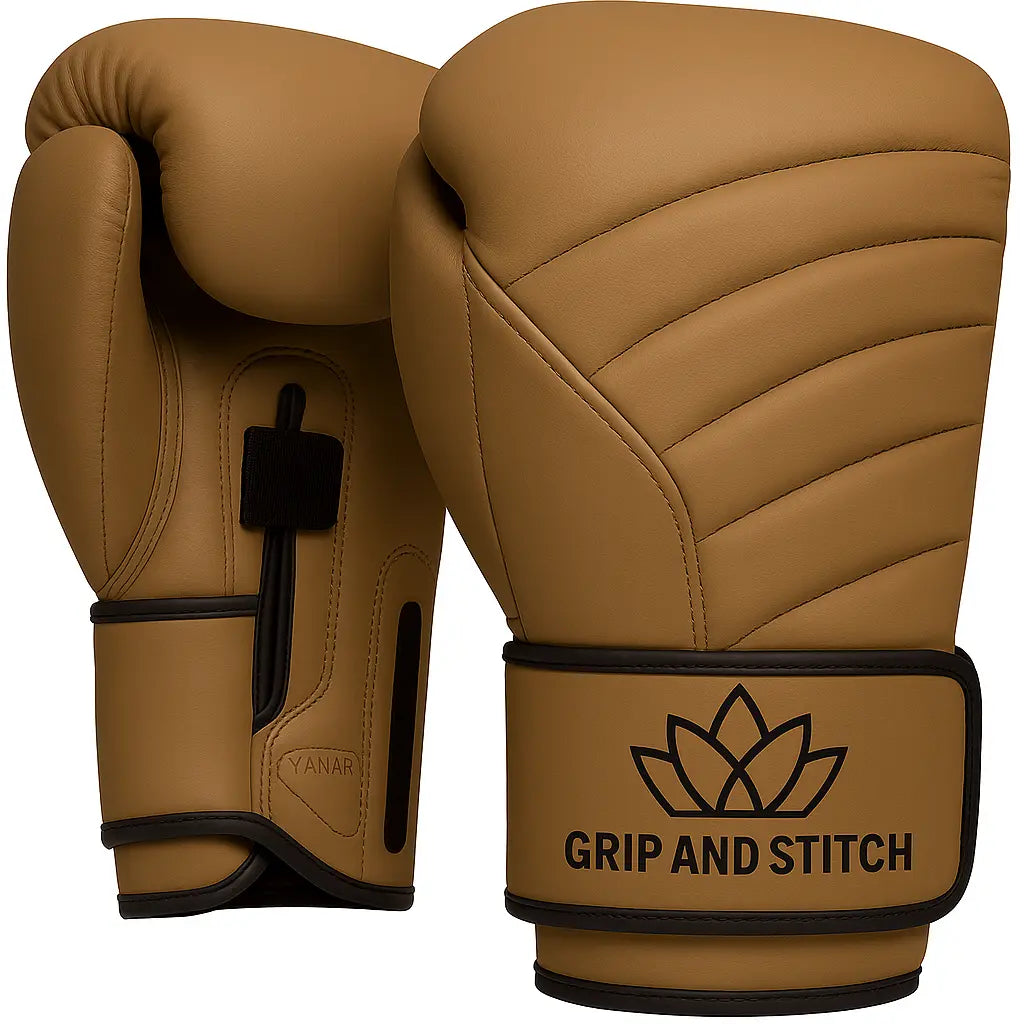 Tan Brown Boxing Gloves for Men & Women – Premium Sparring, Kickboxing, MMA & Training Gloves with Wrist Support - GRIP AND STITCH