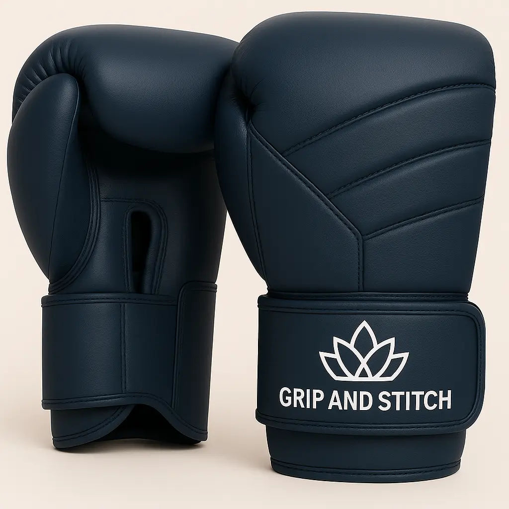 Dark Blue Boxing Gloves – Premium Sparring, Training, Kickboxing & MMA Gloves with Wrist Support - GRIP AND STITCH