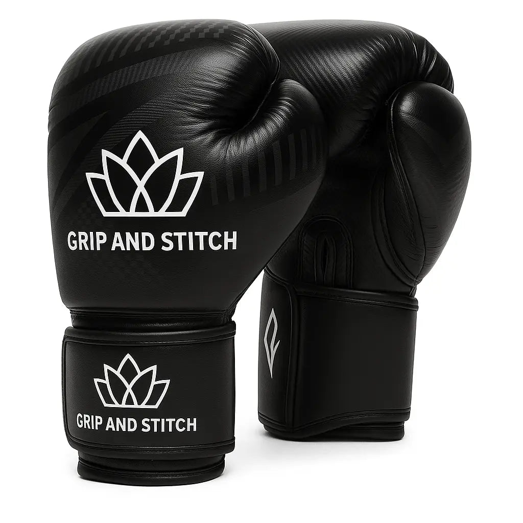 Black Velcro Boxing Gloves | Heavy Bag, Sparring & Training Gloves - GRIP AND STITCH