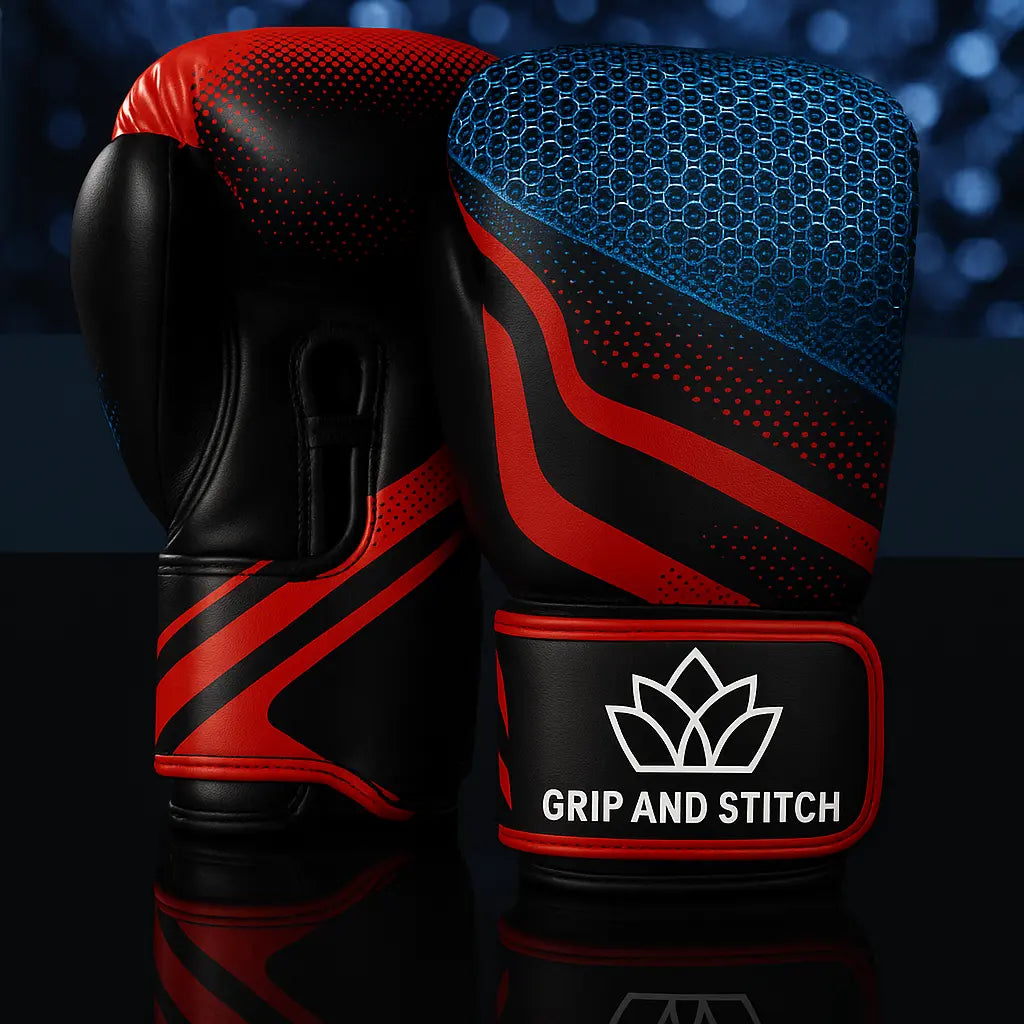 Black and Red Boxing Gloves –  Pro Training, Kickboxing, Sparring & MMA Gloves with Wrist Support - GRIP AND STITCH