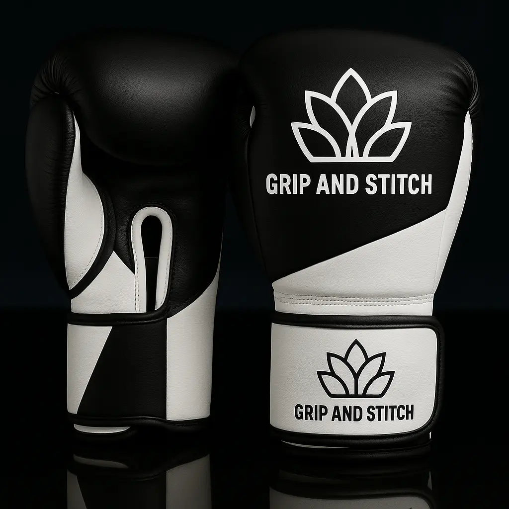 Pro Training Boxing Gloves – Black & White Edition - GRIP AND STITCH