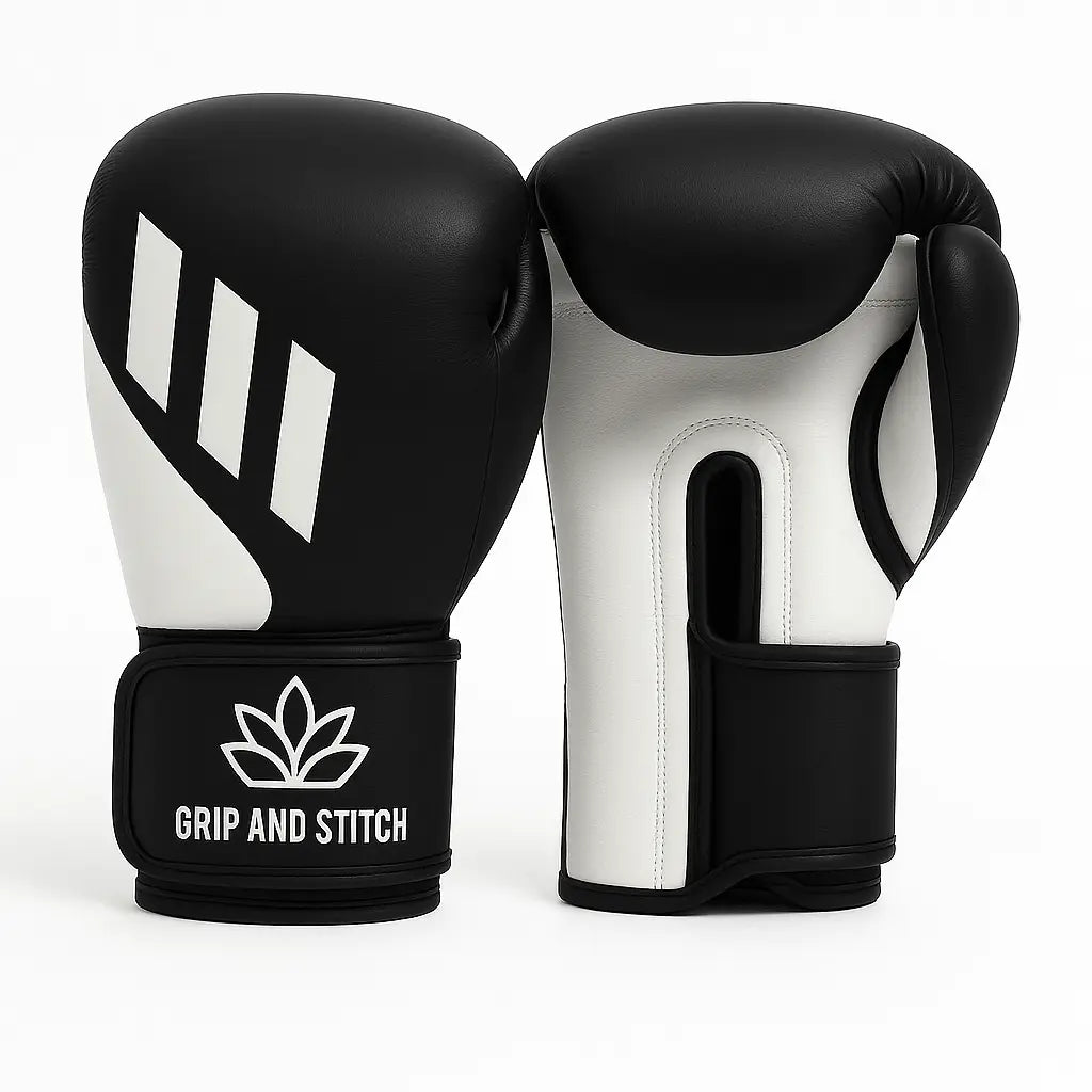 Pro Training Boxing Gloves – Black & White Edition - GRIP AND STITCH