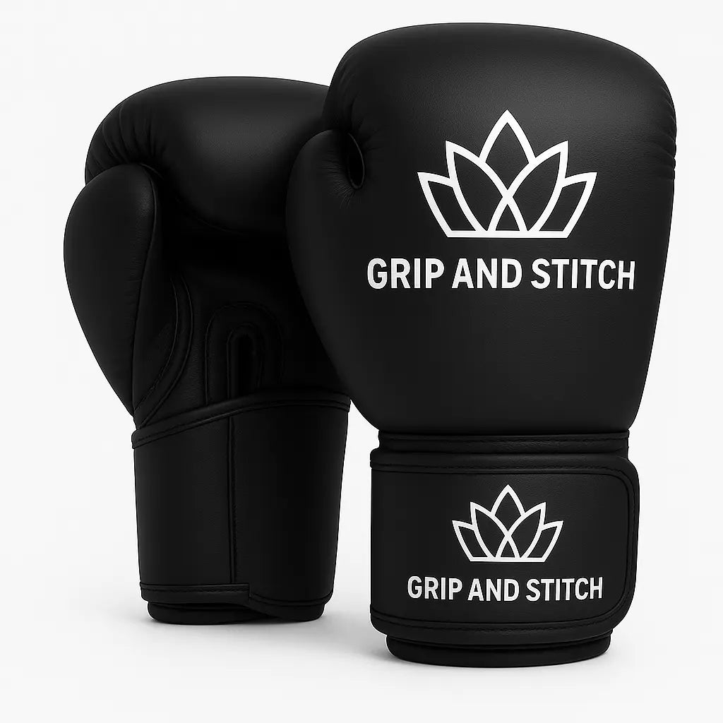 Black Velcro Boxing Gloves | Heavy Bag, Sparring & Training Gloves - GRIP AND STITCH